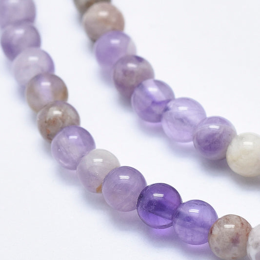 Natural Chevron Amethyst Beads Strands, Round, 4mm