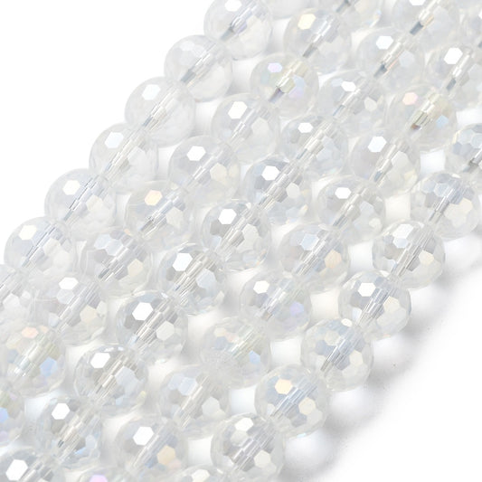 Electroplate Glass Bead Strands, AB Color Plated, Faceted(96 Facets), Round, Clear 10mm