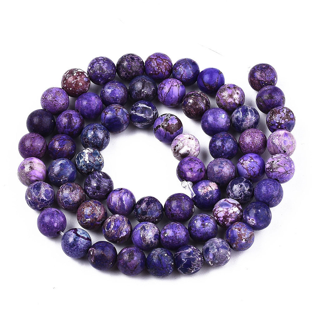 Natural American Turquoise Beads Strands, Dyed & Heated, Round, Indigo Size: about 6mm