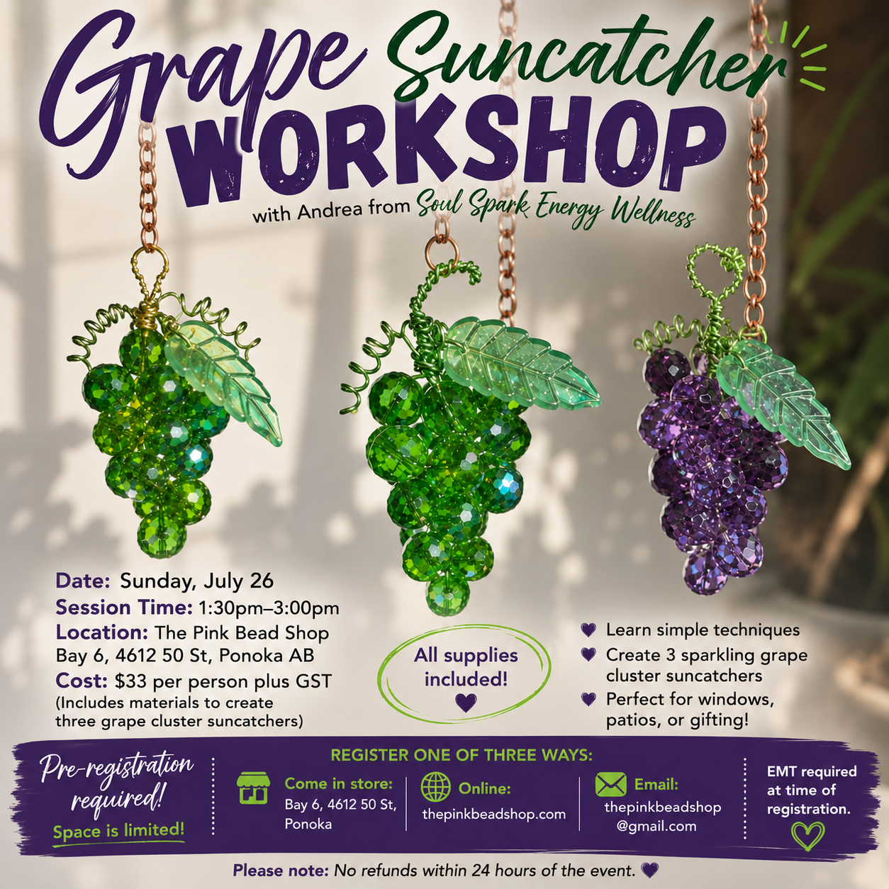 Grape Cluster Suncatcher set of 3 with Andrea