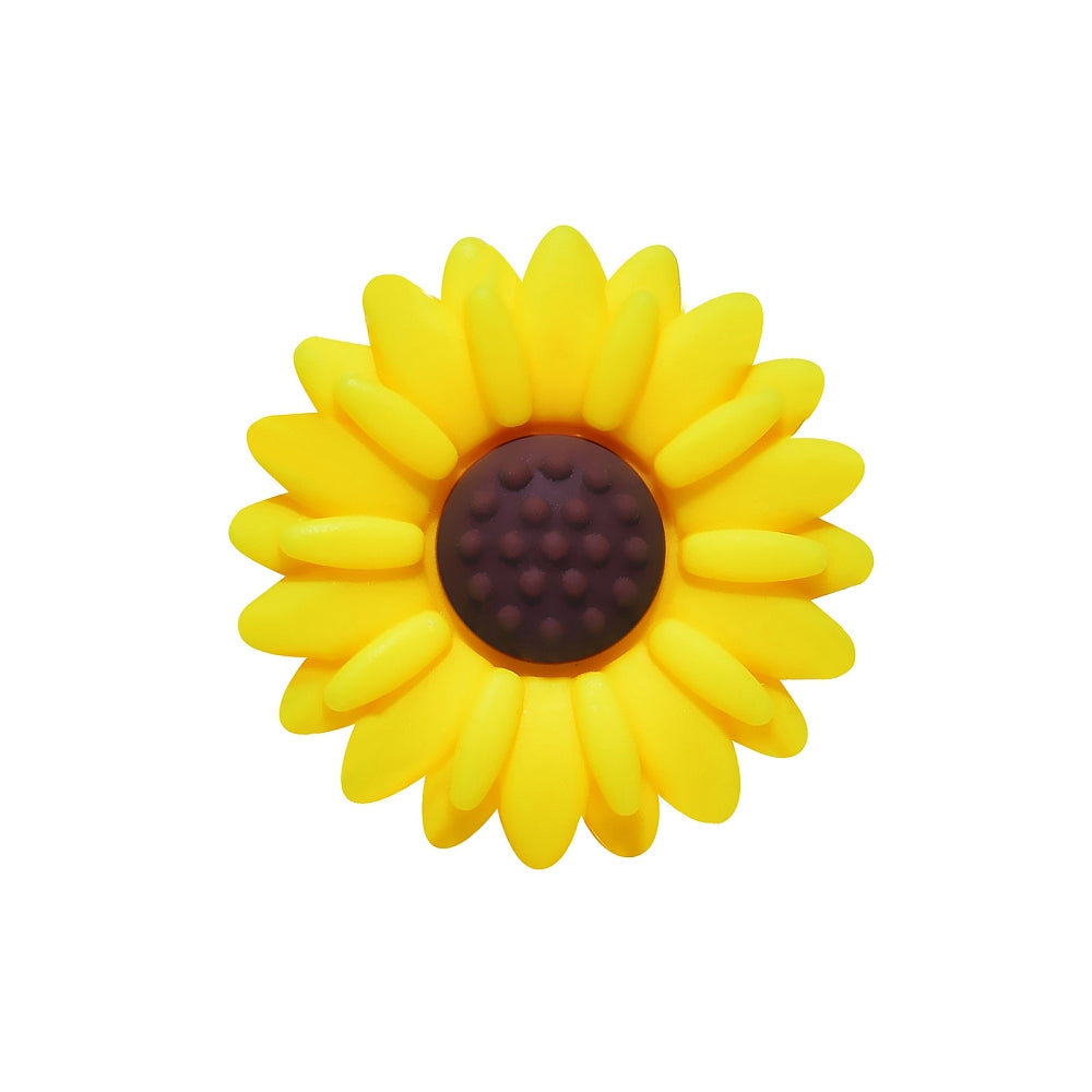 Food Grade Eco-Friendly Silicone Focal Beads, Sunflower, Yellow