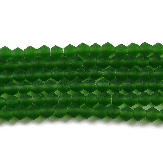 Crystal Frosted Glass Beads Strands, Grade AA, Faceted, Bicone, Assorted Colors 4mm