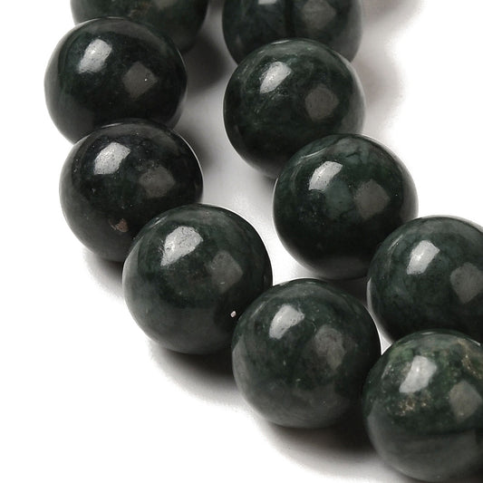 Natural Green Jade Beads Strands, Round, 8mm