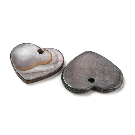 Heart Freshwater Shell Pendants Dyed Black 2 Pk