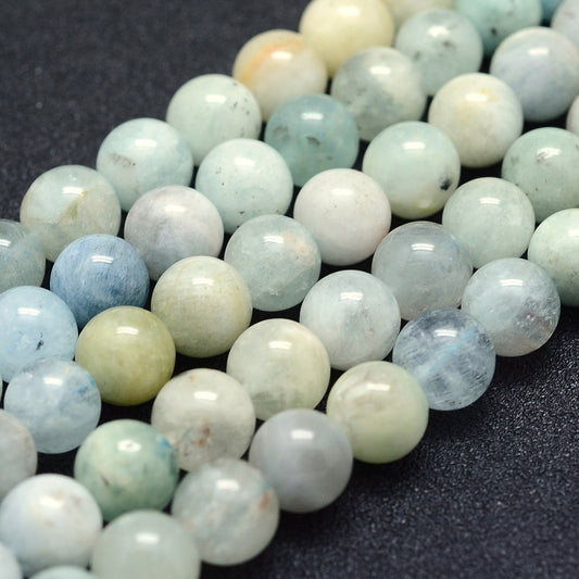 Natural Aquamarine Beads Strand 8mm