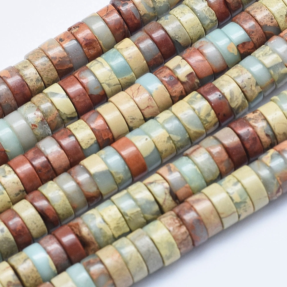 Natural Aqua Terra Jasper Beads Strands, Heishi Beads, Flat Round/Disc,  8mm