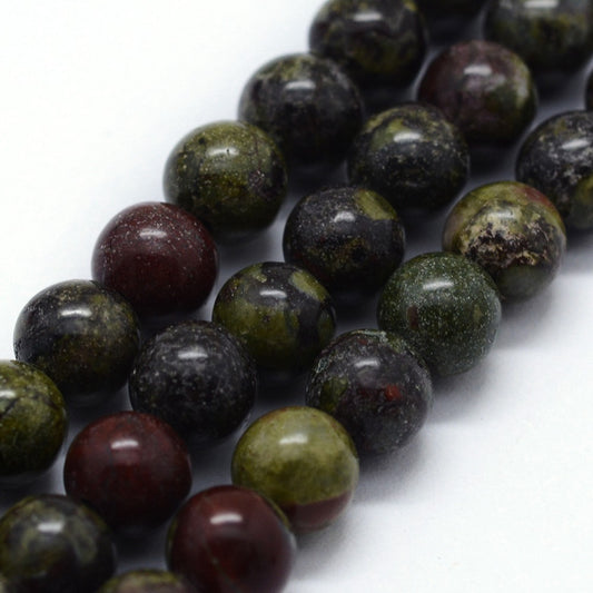 Natural Bloodstone Beads Strands, Round Size: about 8mm