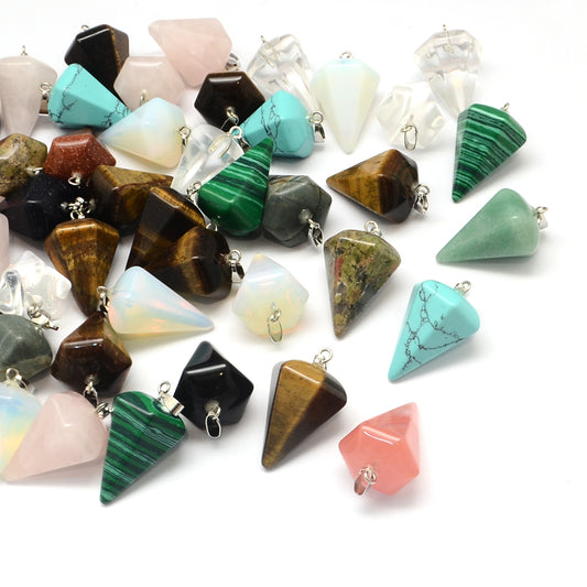 Pendulum Mixed Stone Pendants, with Platinum Tone Brass Findings