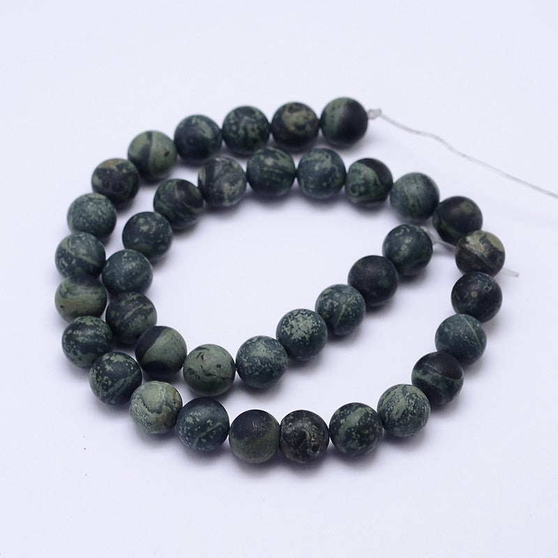 Natural Kambaba Jasper Beads Strands, Frosted, Round, 4mm