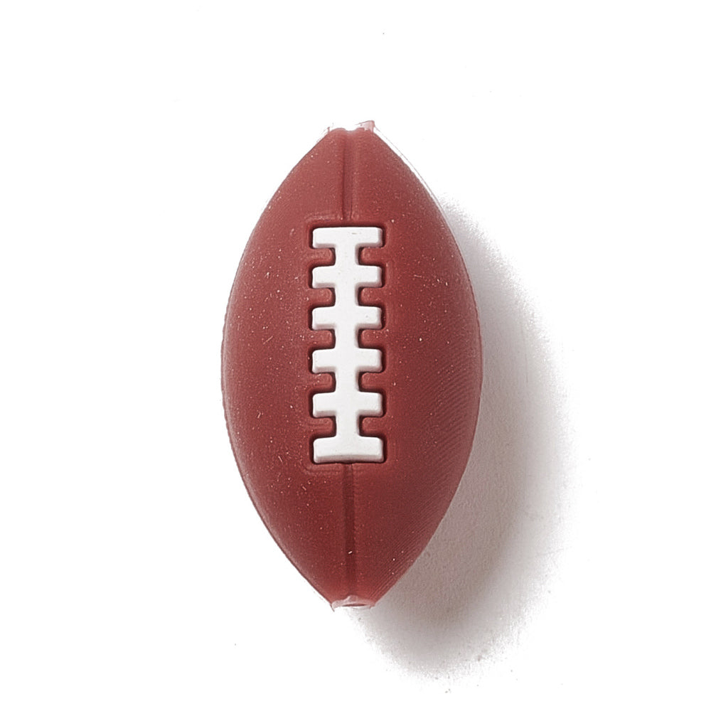 Silicone Focal Beads, Football Brown