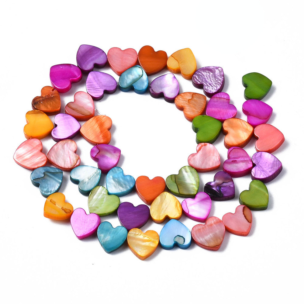 Freshwater Shell Beads Dyed Heart Shape Mixed Colors 8x89x23mm (44–45pcs/Strand) The Pink Bead Shop