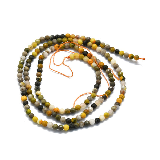 Natural Bumblebee Jasper Beads Strands, Faceted, Round, Size: 4mm