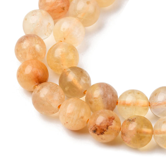 Yellow Fluorite Beads Strands, Round, Natural 8mm