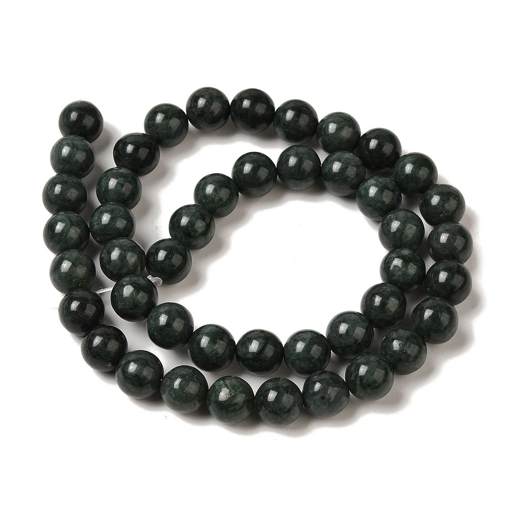 Natural Green Jade Beads Strands, Round, 8mm