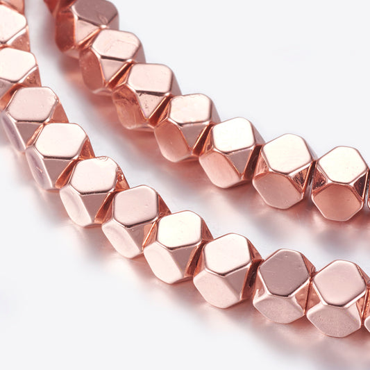 Non-magnetic  Hematite Beads Strands, Polygon, Silver Plated Size: about 4mm Rose Gold, Silver, Gold