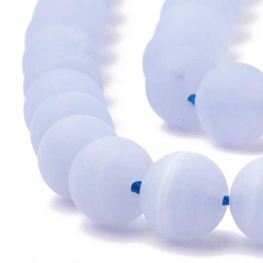Blue Lace Agate Frosted 4mm Bead Strands Round