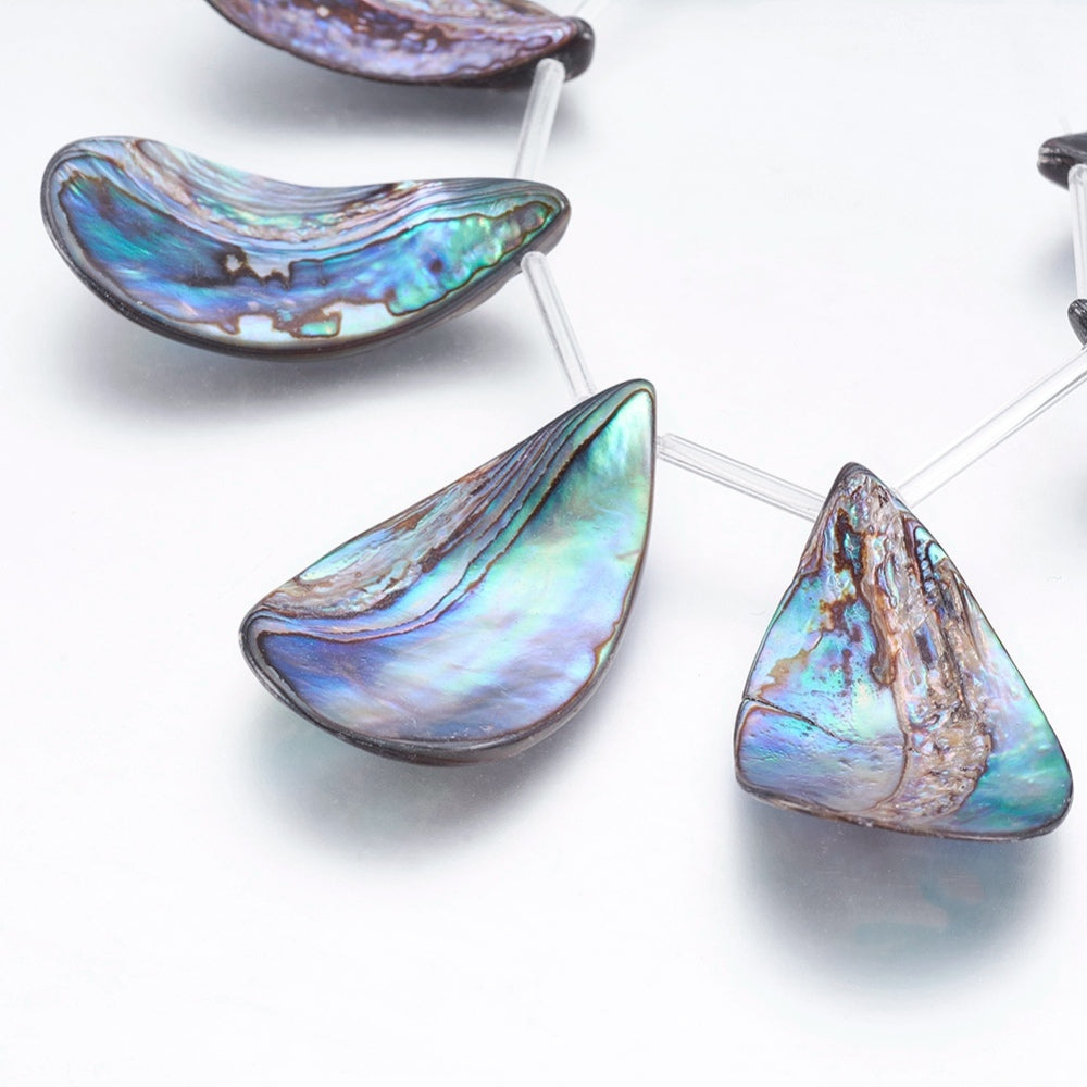 Natural Abalone Teardrop Shell Beads Abalone 2 pack Top Drilled