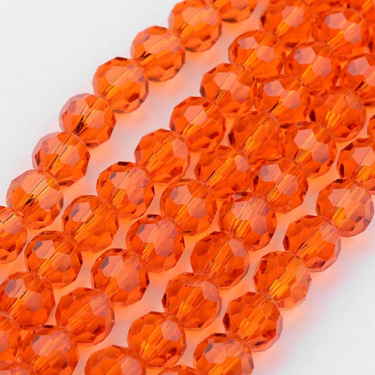 Transparent Glass Bead Strands, Imitation Austrian Crystal, Faceted(32 Facets), Round, 10mm