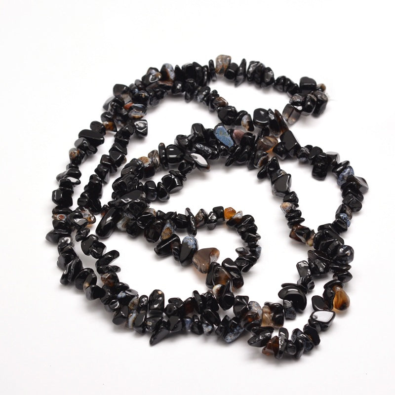 Natural Black Agate Chip Bead Strands Dyed & Heated Size: about 5~8mm