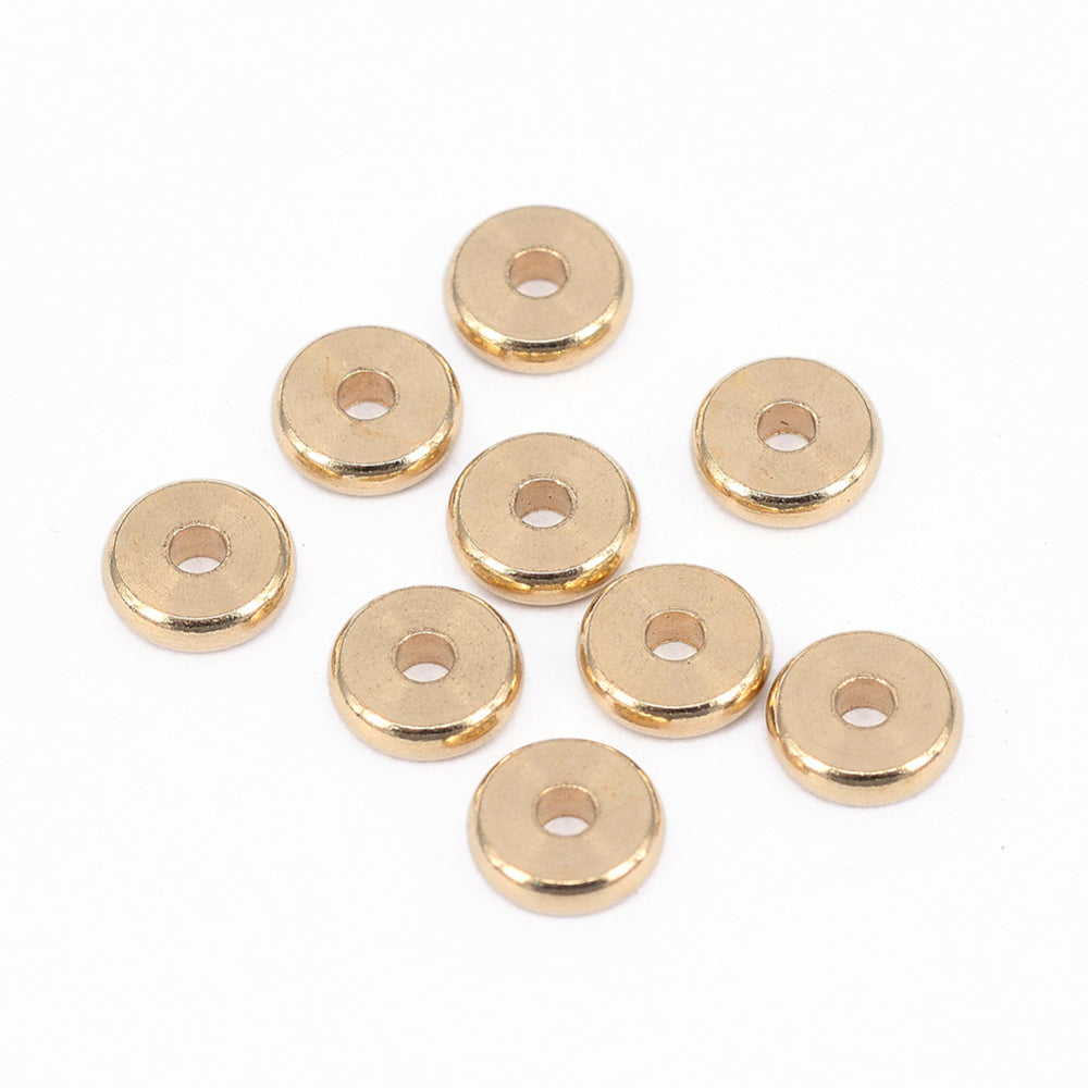 Brass Spacer Beads, Nickel Free, Disc, Unplated 20 Pack