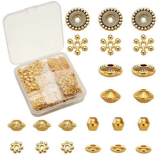 Alloy; Brass Spacer Beads, Flat Round ; Bicone  Rondelle; Flower, Mixed Color