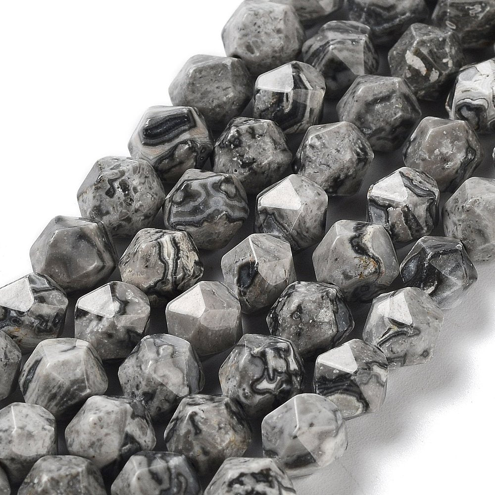 Map Stone Beads  Faceted Star Cut Round 7.58.5x78mm (48–49pcs/Strand) The Pink Bead Shop