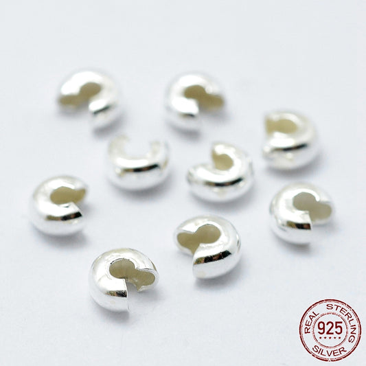 925 Sterling Silver Crimp Beads Cover, Silver 10 Pack