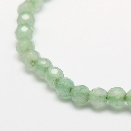 Natural Green Aventurine Beads Strands, Faceted, Round Size: about 4mm in diameter, hole: 1mm