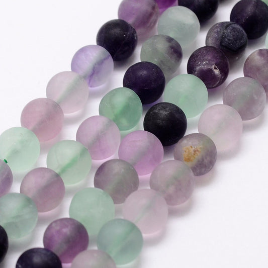 Fluorite Frosted 8mm Round Bead Strands