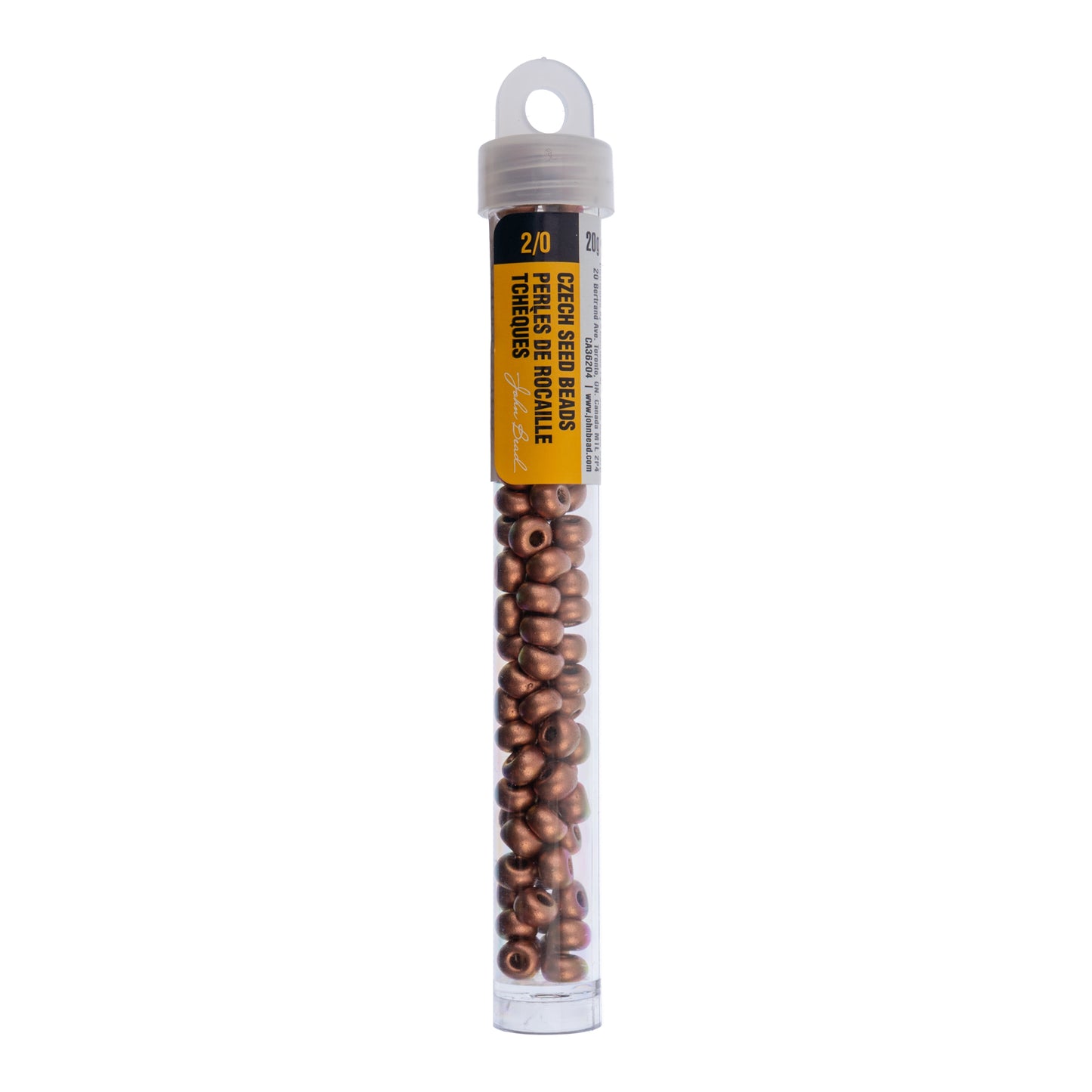 Czech Seed Beads Size 2/0 Metallic Copper – Approx. 20g Vial | The Pink Bead Shop Canada