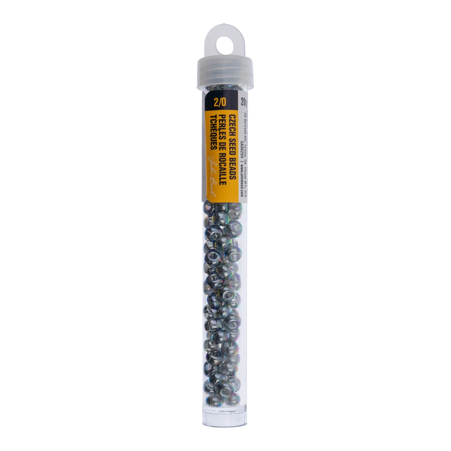 Czech Seed Beads Size 2/0 Transparent Grey Luster – Approx. 20g Vial | The Pink Bead Shop Canada