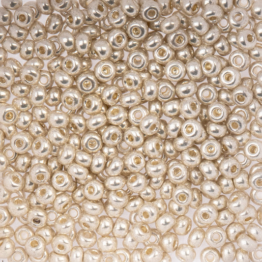 Czech Seed Beads 6/0 Metallic Silver | Approx. 22g Vial The Pink Bead Shop