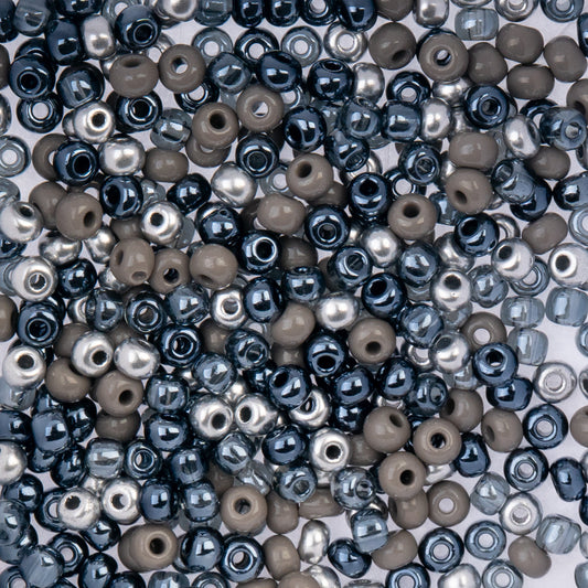 Czech Seed Beads 6/0 – Steel Grey Mix – 22g Vial – Premium Glass Seed Beads for Modern Jewelry Designs The Pink Bead Shop