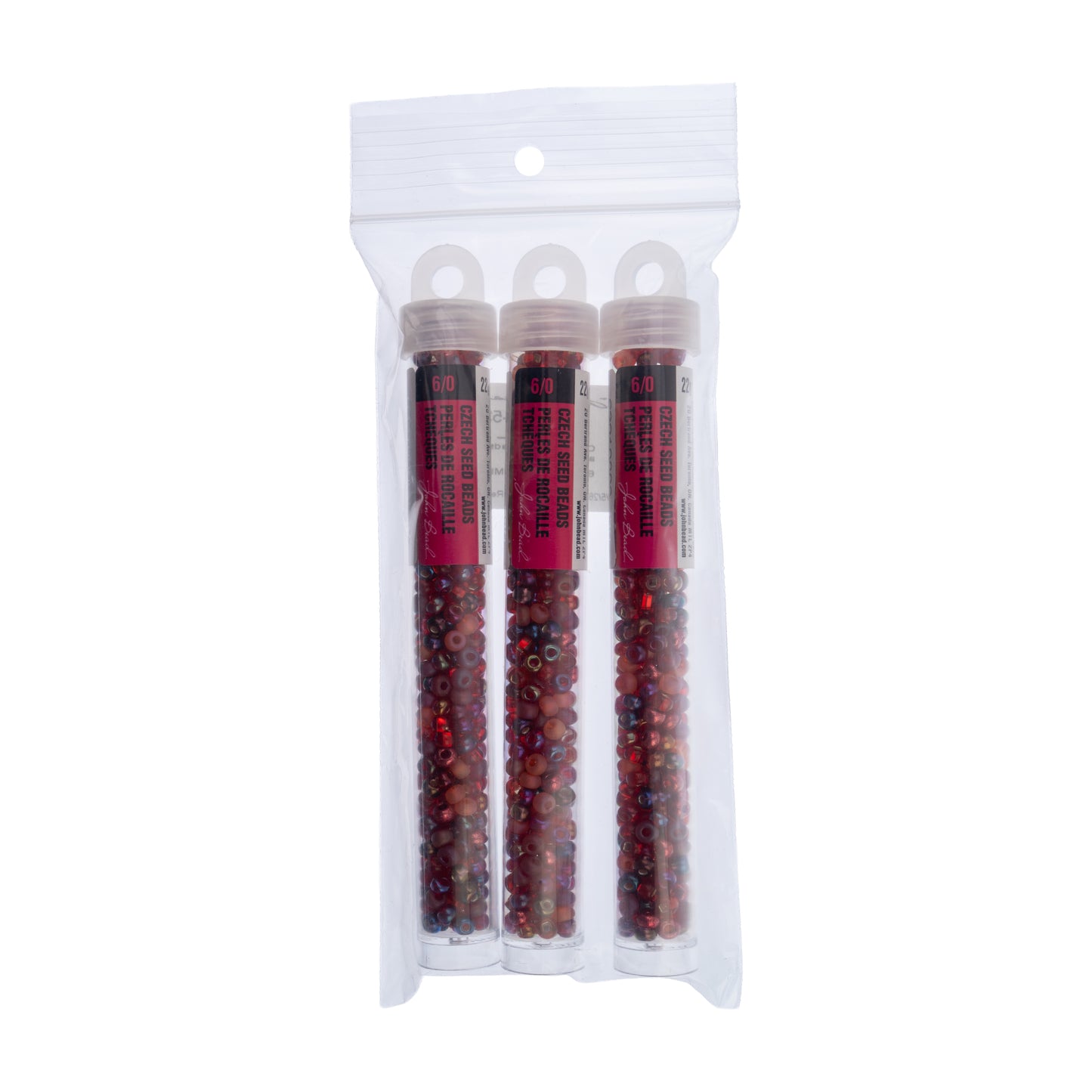 Czech Seed Beads 6/0 – Royal Ruby Mix – 22g Vial – Premium Glass Seed Beads for Jewelry Making & Beadwork The Pink Bead Shop