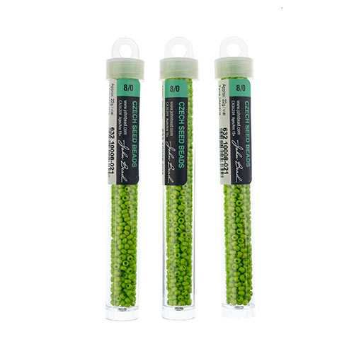 Czech Seed Beads 8/0 – Terra Intensive Light Green (22g Vial) | The Pink Bead Shop Canada