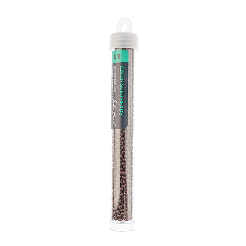 Czech Seed Beads 8/0 Terra Intensive Dark Brown Matt – Approx. 22g Vial | The Pink Bead Shop Canada