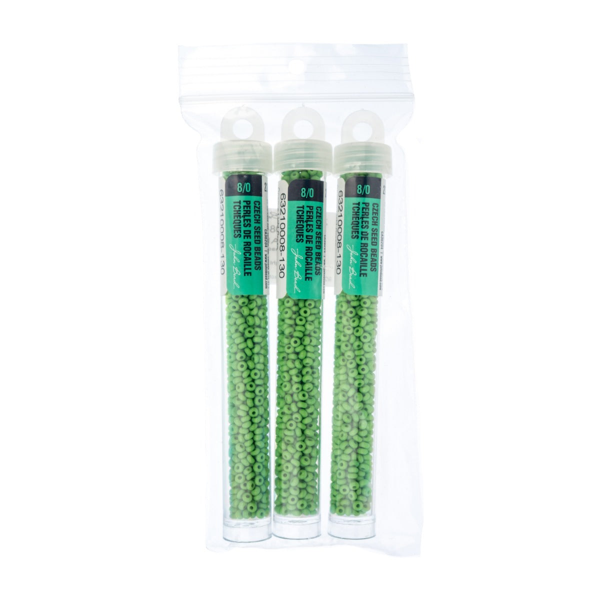Czech Seed Beads 8/0 – Opaque Light Green (22g Vial) | The Pink Bead Shop Canada