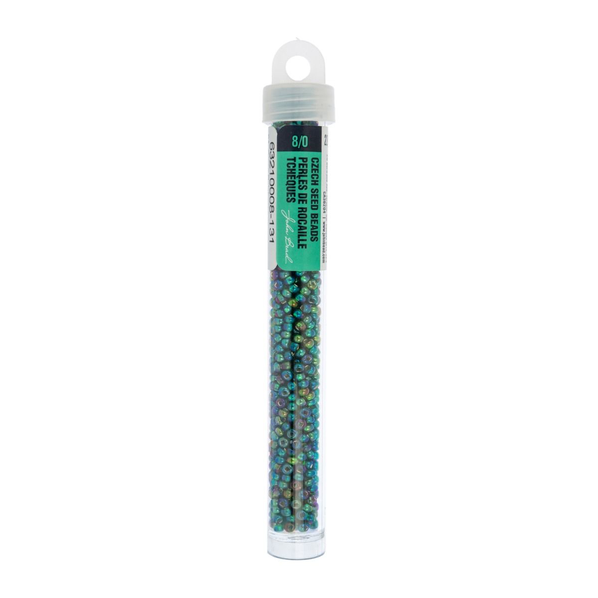 Czech Seed Beads Size 8/0 Green Rainbow – 22g Vial | The Pink Bead Shop Canada