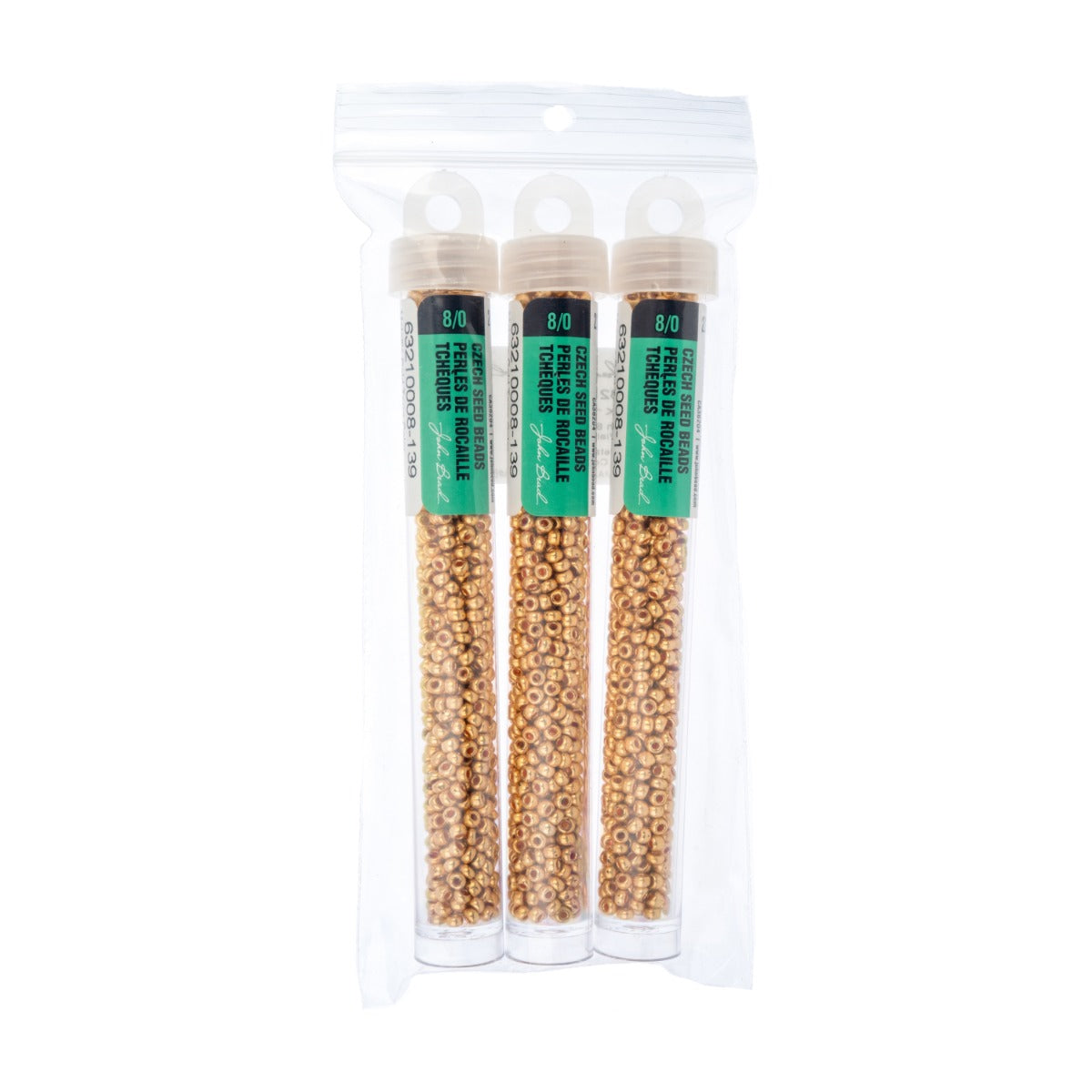 Czech Seed Beads 8/0 – Metallic Gold Terra (22g Vial) | The Pink Bead Shop Canada