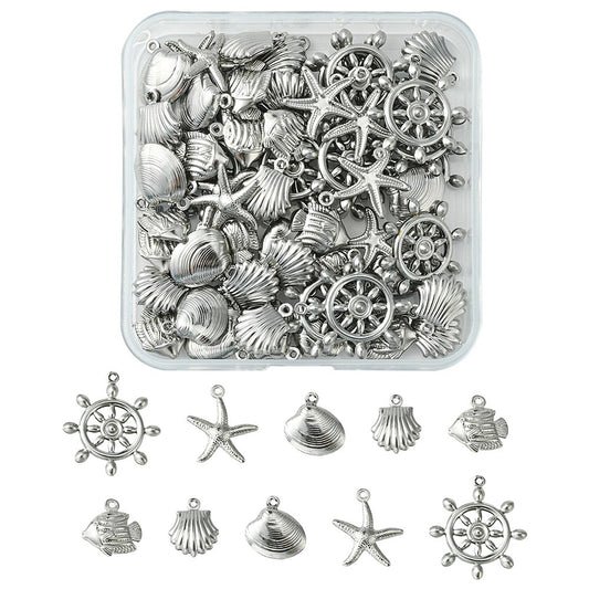 Ocean Themed Charm Box 60Pieces Stainless Steel