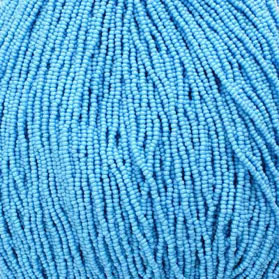Czech Seed Bead 11/0 Opaque Turquoise Blue Strung