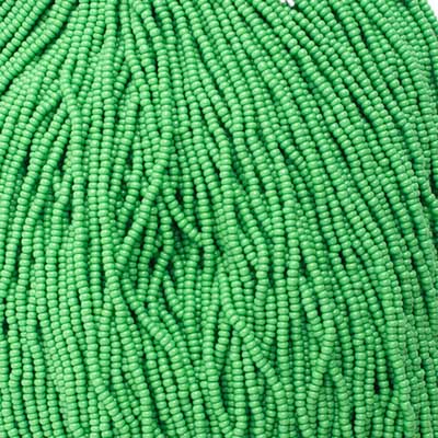 Czech Seed Bead 11/0 Opaque Medium Green Strung