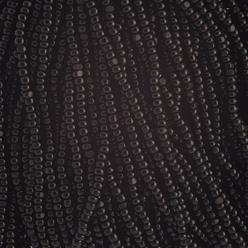 Czech Seed Bead 11/0 Cut Opaque Black Strung