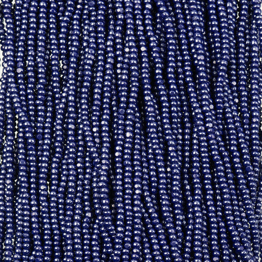Czech Seed Bead 11/0 Cut Opaque Blue Luster Strung