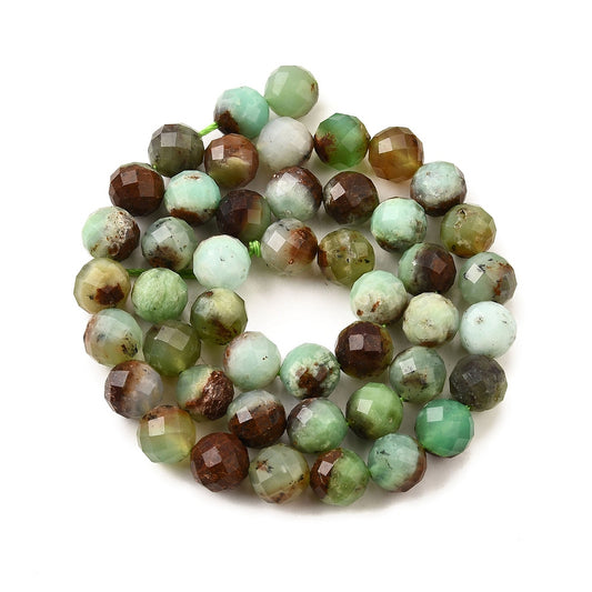 Natural Chrysoprase Beads Faceted Round 8mm (46–47pcs/Strand) The Pink Bead Shop