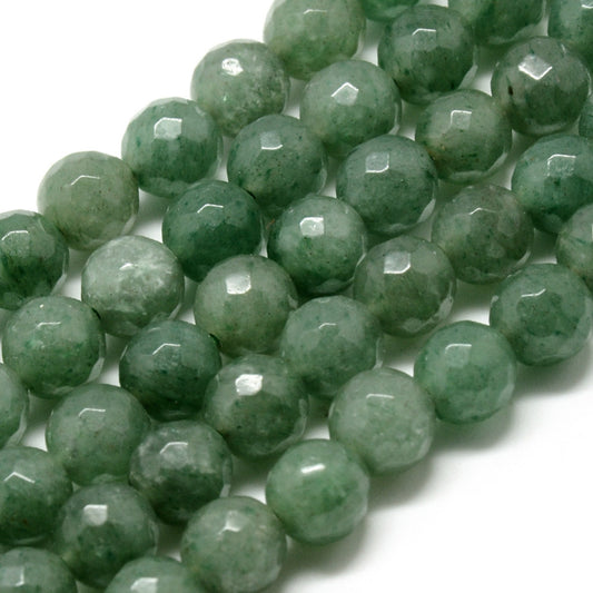 Green Aventurine Faceted 8mm Round Bead Strands