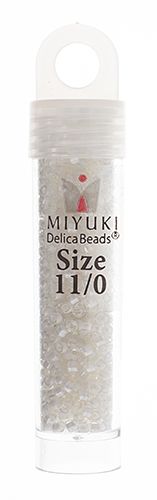 Miyuki Delica Size 11/0 Seed Beads – White AB Lined-Dyed – 5.2g Vial | The Pink Bead Shop Canada