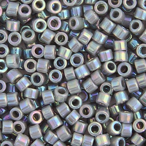 Miyuki Delica Size 11/0 Seed Beads – Grey Opaque AB – 5.2g Vial | The Pink Bead Shop Canada
