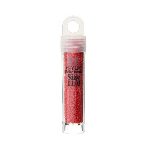 Miyuki Delica Size 11/0 Seed Beads – Bright Red Dyed Matte – 5.2g Vial | The Pink Bead Shop Canada