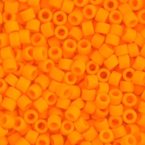 Miyuki Delica Size 11/0 Seed Beads – Orange Mandarin Opaque Matte – 5.2g Vial | The Pink Bead Shop Canada